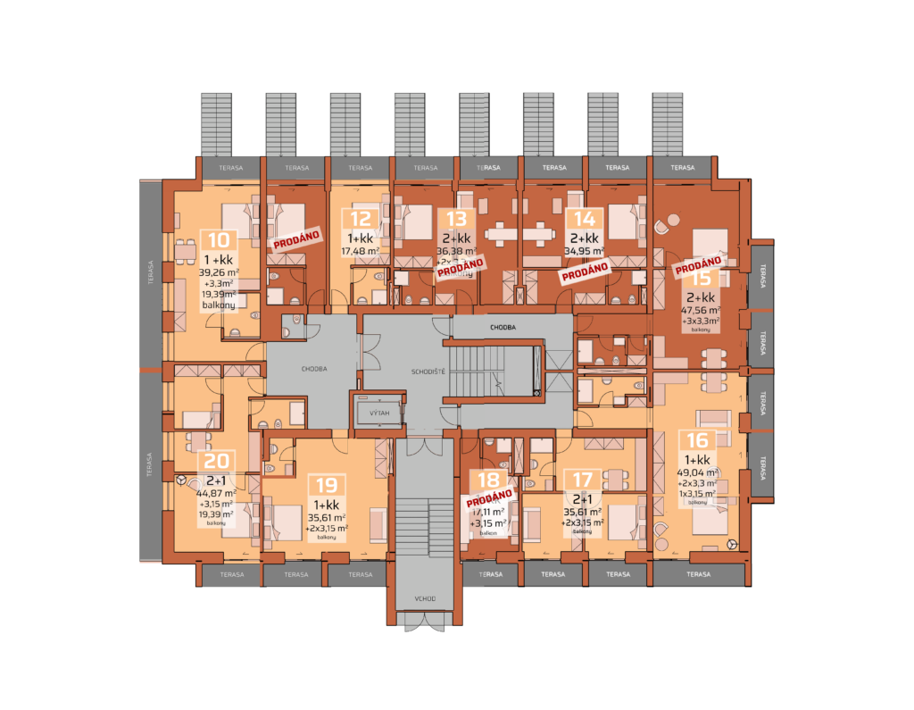 1NP Obsazenost - Apartmány Orion